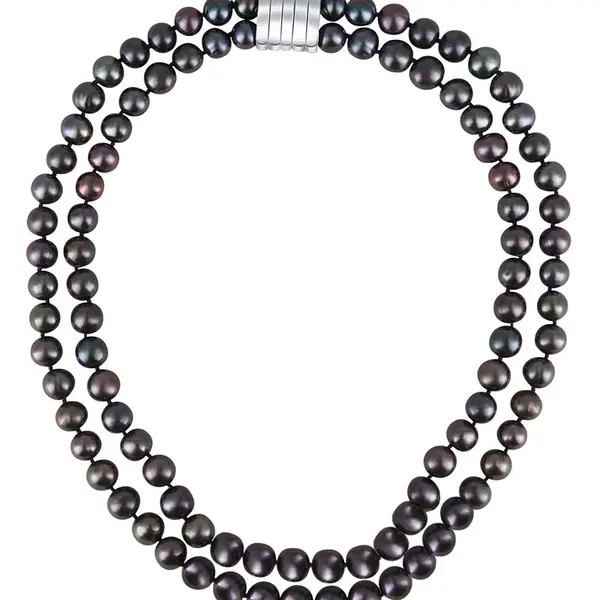 JwL Luxury Pearls Dvojitý/dvojradový náhrdelník z pravých tmavých perál JL0657
