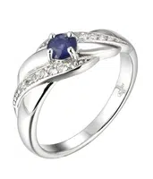 Brilio Silver Nádherný strieborný prsteň so zafírom Precious Stone SR08997B 60 mm