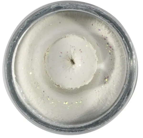 Berkley cesto na pstruhy natural glitter troutbait cesnak - trblietavá biela