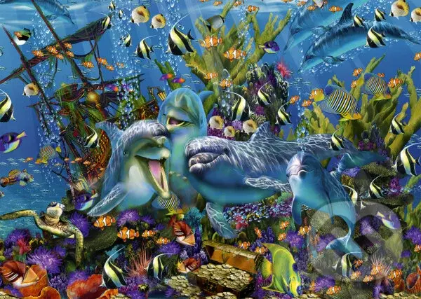 Loď s pokladmi delfínov - puzzle z kategorie Zvieratá