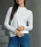 Gemre White soft sweater decorated with a frill Luel