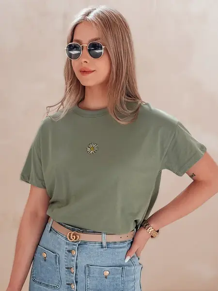 Dámské tričko FLORTA tmavě zelené