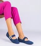 Gemre Navy blue ballerinas adorned with a buckle with Demetra crystals
