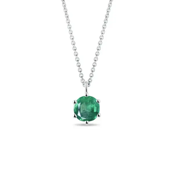 Přívěsek se smaragdem v bílém zlatě KLENOTA