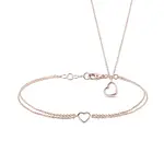 Náramek a přívěsek srdíčko z růžového zlata KLENOTA