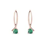 Náušnice stužky se smaragdy v růžovém zlatě KLENOTA