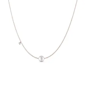 Náhrdelník s perlou a diamantem v růžovém zlatě KLENOTA