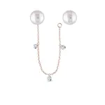 Variabilní perlové náušnice s diamanty a řetízkem v růžovém zlatě KLENOTA