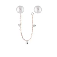 Variabilní perlové náušnice s diamanty a řetízkem v růžovém zlatě KLENOTA