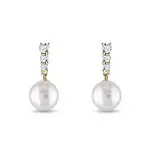 Zlaté náušnice s perlou a briliantmi KLENOTA