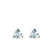 Náušnice trilion z bílého zlata s akvamarínem KLENOTA