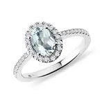 Prsten s oválným akvamarínem v bílém zlatě KLENOTA