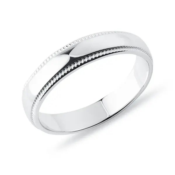 Dámský lesklý snubní prsten milgrif v bílém zlatě KLENOTA