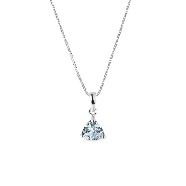 Přívěsek z bílého zlata s akvamarínem v brusu trilion KLENOTA