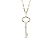 Zlatý náhrdelník klíč s diamantem KLENOTA