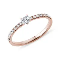 Diamantový prsten se srdíčkem v růžovém zlatě KLENOTA