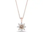 Náhrdelník květ s champagne diamantem v růžovém zlatě KLENOTA