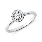 Diamantový halo prsten v bílém zlatě KLENOTA