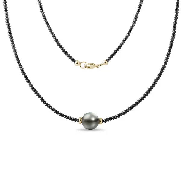 Náhrdelník z čiernych diamantov s tahitskou perlou KLENOTA