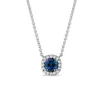Náhrdelník z bieleho zlata s briliantmi a zafírom KLENOTA