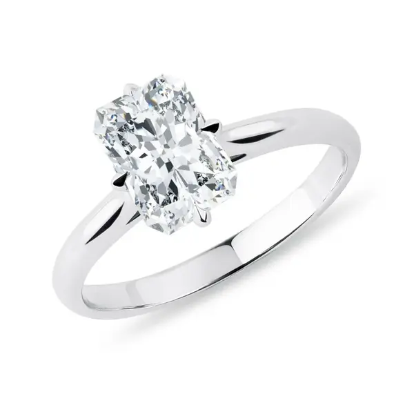 Prsteň z bieleho zlata s lab grown diamantom radiant KLENOTA