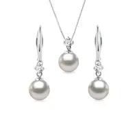 Set šperkov z bieleho zlata s Akoya perlami a diamantmi KLENOTA