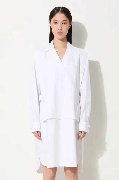 Bavlněné šaty Kenzo Oxford Knee Shirting Dress bílá barva, mini, FE62RO2919LO.01