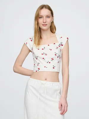 GAP Lněný crop top - Dámské