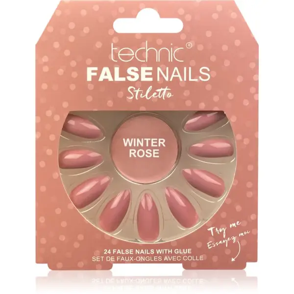 Technic Cosmetics False Nails Stiletto umelé nechty Winter Rose 24 ks