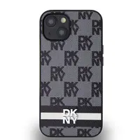 Zadní kryt DKNY PU Leather Checkered Pattern and Stripe pro Apple iPhone 13, černá