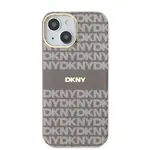Zadní kryt DKNY PC/TPU Repeat Pattern Tonal Stripe Magsafe pro Apple iPhone 15, béžová
