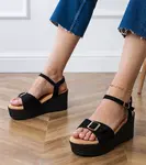 Gemre Black women's sandals with a decorative buckle Sarni