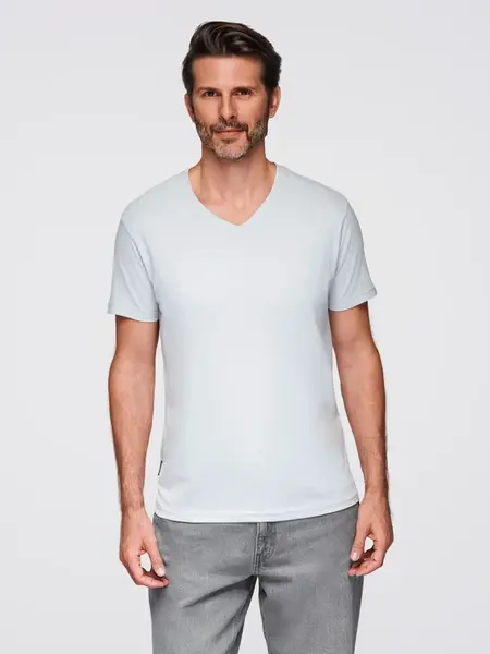 Ombre BASIC men's classic cotton tee-shirt with a crew neckline - light grey