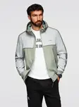 Ombre Men's contrast hooded windbreaker jacket - olive-gray