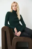 Svetr Medicine dámský, zelená barva, s golfem