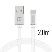 Datový kabel Swissten Textile USB / microUSB 2m, silver