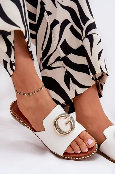 Boto Eko Kožené Ploché Sandály Dámské S Dekorativním Detalem Bílé Frelie