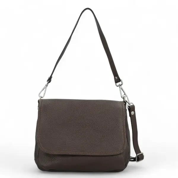 Stylová dámská kožená crossbody kabelka Keolla, tmavě hnědá