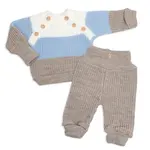 Rastúci pletený svetrík a nohavice s gombíkmi Boy, 2D - prúžky