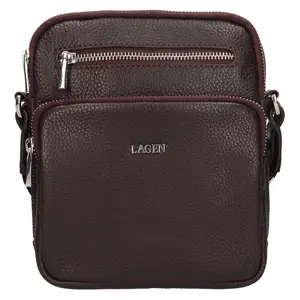 Pánska kožená taška cez rameno Lagen Kopp - tmavo hnedá