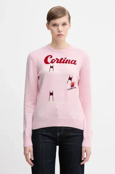 Vlněný svetr MC2 Saint Barth dámský, růžová barva, QUE0018