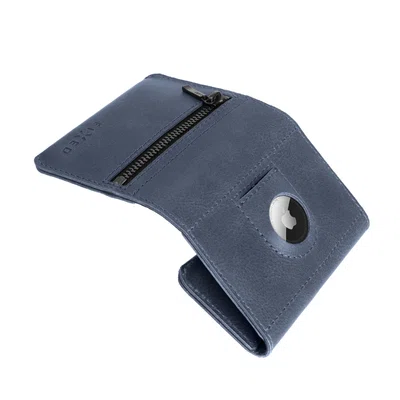 Kožená peněženka FIXED Tripple Wallet for AirTag z pravé hovězí kůže, modrá