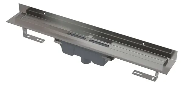 Alcadrain Odtokové žlaby - Sprchový žlab Wall 85 cm, s pevným límcem ke stěně, svislý odtok, nerez APZ1016-850