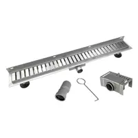 Mereo Odtokové žlaby - Nerezový žlab ke stěně, s roštem Strip, 70x7 cm CZ171