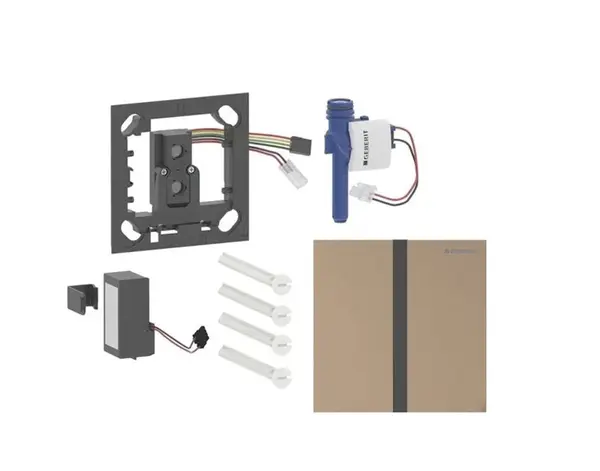 Geberit - Elektronické ovládání splachování pisoárů typ 40, bateriové napájení, easy to clean, Bluetooth, kartáčované červené zlato 116.237.QB.1