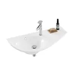 Ravak Avocado - Umyvadlo 85x45 cm, s přepadem, s otvorem pro baterii, odkládací plocha vpravo, bílá XJ1P1100000