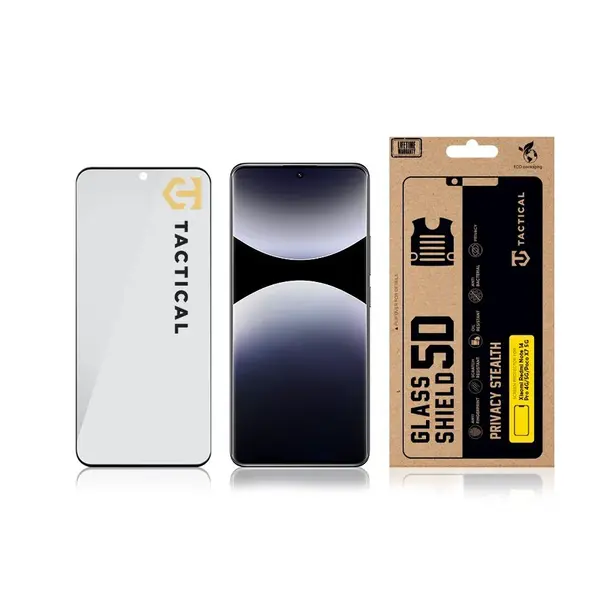 Ochranné sklo Tactical Glass Shield Privacy Stealth 5D pro Xiaomi Redmi Note 14 Pro 4G/5G/Poco X7 5G, černá