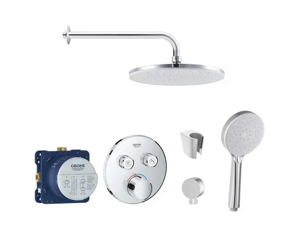 SANITINO - Sprchový set s batériou a telesom pod omietku Grohe, príslušenstvo kielle, chróm SANI21GKK010