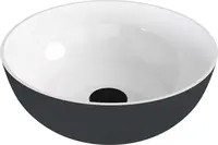 Polysan Banera - Umývadlo na dosku, priemer 39 cm, bez prepadu, bez otvoru na batériu, matný antracit/biela 14337.52