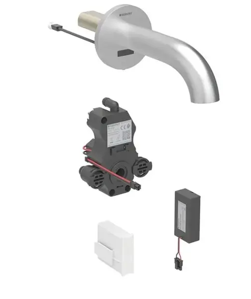 Geberit Piave - Elektronická umývadlová batéria pod omietku, batériové napájanie, easy to clean, kefovaná nerezová 116.264.SN.1